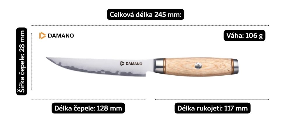 rozměry nože